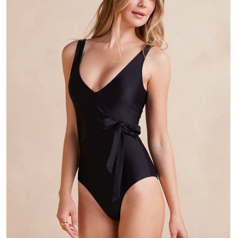 SUMMERSALT The Perfect Wrap One-Piece Swimsuit in Black